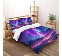 TIFFAN Valle dell'aurora boreale 3 Pezzi Copripiumino Stampa Arte 3D Fibra Super Morbida with Pillow Case(s) Per Ragazzi E Ragazze King Size King（220x240cm）