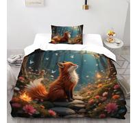 TIFFAN Volpi Angeli 2 Pezzi Duvet Cover Stampa 3D Microfiber Con Federe Per Ragazzi E Ragazze Super King Size Single（135x200cm）