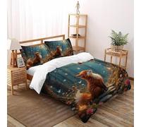 TIFFAN Volpi Angeli 3 Pezzi Copripiumino Stampa 3D Microfiber Con Federe Per Ragazzi E Ragazze King Size Super King（260x220cm）