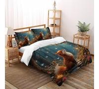 TIFFAN Volpi Angeli 3 Pezzi Set Copripiumino Stampa 3D Fibra Super Morbida with Pillow Case(s) Per Ragazzi E Ragazze King Size King（220x240cm）