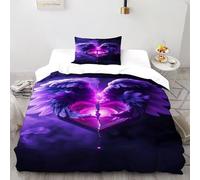 TIFFAN Wings of Amore 2 Pezzi Set Copripiumino Stampa Arte 3D Fibra Super Morbida Con Federe Per Ragazzi E Ragazze King Size Single（135x200cm）