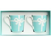 Tiffany & Co Blue Ribbon Design Mug Cup Set di 2 Bone China 225 ml con confez...
