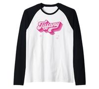 Tiffany Nome Ragazza Stile Vintage 70s Personalizzato Retro Maglia con Maniche Raglan
