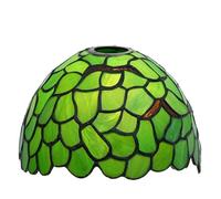Tiffany - Paralume vintage in vetro colorato, motivo foglia verde, diametro 20,3 cm, adatto per camera da letto, comodino, caffè