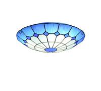 Tiffany plafoniera stile, Oscurabile rotondo lampada da soffitto in vetro, E27, Blu Mediterraneo Vintage lampada della decorazione pendente per sala soggiorno camera da letto, 110-240V,40cm