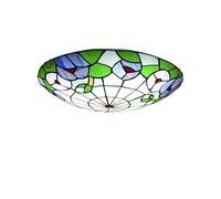Tiffany plafoniera stile, rotondo lampada soffitto di vetro, E27, decorazione in metallo retrò Lampada a sospensione dimmerabile per sala soggiorno camera da letto, Max40W, 110-240V,40cm