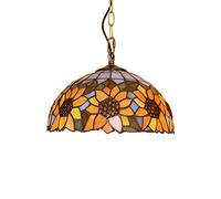 Tiffany Style Sun Flower Lampada a sospensione Lampada a sospensione singola testa in vetro colorato Lampadario for sala da pranzo Camera da letto Soggiorno Ufficio Cucina Isola Decorazione del soffit