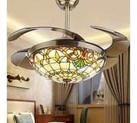 Tiffany Ventilatore da soffitto con luce, Lampadario a LED in metallo da 42 pollici con telecomando