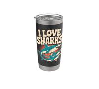 Tifosi di I Love Sharks Ocean Predator Bicchiere termico in acciaio inox doppia parete
