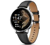 TIFOZEN Smartwatch Donna, 1,27" Elegante e Piccolo con Cardiofrequenzimetro/SpO2/Sonno/Ciclo Mestruale/120+ modalità Sportive/Contapassi/Cinturino in Pelle per Android e iOS (Argento/Nero)