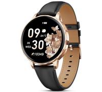 TIFOZEN Smartwatch Donna, 1,27" Elegante e Piccolo con Cardiofrequenzimetro/SpO2/Sonno/Ciclo Mestruale/120+ modalità Sportive/Contapassi/Cinturino in Pelle per Android e iOS (Rosa Oro/Nero)