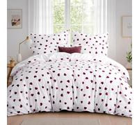 Tifschlaf Set Copripiumino Super King - Set Biancheria da Letto Superking con Federe, Microfibra Ultramorbida di Lusso Anti-stiro Copripiumone con Chiusura a Zip, Grazioso Cuore Rosso per Ragazze