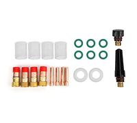 TIG Welding Torch Parts 23pcs Kit | WP - 17/18 / 26 Gas Lens Collet Body Back Cap | 10# Glass Cup for Uniform Airflow/Crack Resilience | 3.2mm / 2.4mm / 1.6mm / 1.0mm Collets
