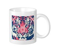 Tiger 1 tazza con stampa ad acquerello, pittura artistica, bella testa di tigre, estetica, rosa, bianco, nero, ceramica, decorazione, peso leggero, esterno, scuola, campeggio, camera da letto