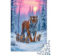 Tiger And Cubs Snow Adventure Puzzle Giochi 1000 Pezzi Regalo Per Lui E Per Lei Arte Animal Puzzle Adulti Idea Regalo Per 52x38cm/1000pcs