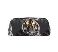 Tiger at Rest - Astuccio in pelle leggera e portatile con cerniera, 20,5 x 5,5 x 8 cm, per ufficio, viaggi, trucchi, Argento, Taglia unica, Portamonete