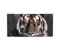 Tiger at Rest Banner e cartelli da appendere alla parete Banner personalizzato per feste con 4 fori sfondo con testo fotografico sfondo per feste di compleanno per interni ed esterni, decorazione da