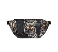 Tiger At Rest - Marsupio a tracolla grande, idea regalo per sport, festival, allenamento, viaggi, corsa, casual, nero, taglia unica, Nero , Taglia unica