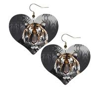 Tiger at rest Stampe eleganti orecchini a forma di cuore leggeri accessori da donna perfetti per feste e San Valentino.