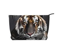 Tiger at Rest - Trousse in velluto a coste con cerniera, astuccio per cosmetici, per viaggi, articoli da toeletta e uso quotidiano