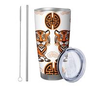 Tiger bicchiere Set di 1 cartone animato modello animali carino divertente astratto disegni artistici bianco arancione metallo riutilizzabile senza fuoriuscite infrangibile cortile all'aperto picnic