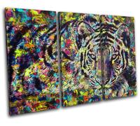 Tiger Big Cat Colourful Paint Animals TREBLE TELA parete arte foto stampa