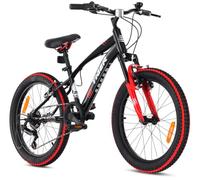 Tiger Bike Bicicletta per bambini 20 pollici ruota dimensioni da 6 a 10 anni altezza regolabile 6 velocità Shimano (Rosso Nero)