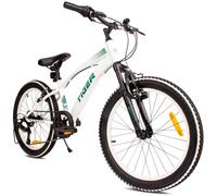 Tiger Bike Bicicletta per bambini 20 pollici ruota dimensioni da 6 a 10 anni altezza regolabile 6 velocità Shimano (Bianco Verde)