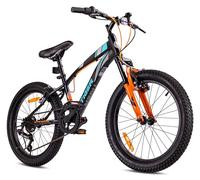 Tiger Bike Bicicletta per bambini 20 pollici ruota dimensioni da 6 a 10 anni altezza regolabile 6 velocità Shimano (Nero Turchese Grigio Arancione)