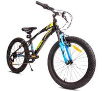 Tiger Bike Bicicletta per bambini 20 pollici ruota dimensioni da 6 a 10 anni altezza regolabile 6 velocità Shimano (Nero Verde Blu)