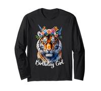Tiger Birthday Girl Cute Zoo Theme Party Outfit Safari 6-12 Maglia a Manica