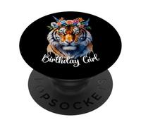 Tiger Birthday Girl Cute Zoo Theme Party Outfit Safari 6-12 PopSockets PopGrip Adesivo