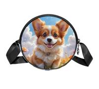 Tiger - Borsa a tracolla da donna, con scomparti e tracolla larga regolabile, Fiori di Corgi, 7x1.8 in