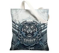 Tiger - Borsa tote in tela da donna, con ingranaggi audaci industriali, senza fulmini, lavabile, riutilizzabile, per shopping, brunch, parco, biblioteca, gite di un giorno, 33 x 38 cm