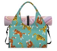 Tiger, borsone sportivo per donne e uomini, con divertente tigre, borsa da notte con scomparto per scarpe, borsa a tracolla, borsa per yoga, palestra, viaggi, Colore, L, Organizer per borse