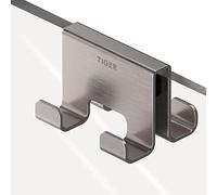 Tiger Caddy Gancio portasciugamani per box doccia 6-8 mm doppio, 5,6 x 7 x 5 cm, Acciaio inox spazzolato