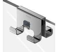 Tiger Caddy Gancio doppio per cabina doccia e porte in vetro, gancio asciugamani bifacciale in acciaio inox per appendere la parete di vetro, montaggio senza foratura, colore: cromo lucido