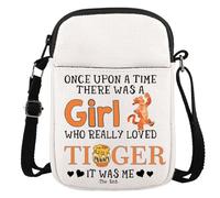 Tiger Cartoon Character Gift There Was Who Really Loved Tiger borsa a tracolla con cerniera per i fan, Loved Tiger Cr Eu, 5.91 Inches ×8.27 Inches