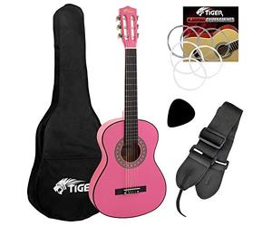 TIGER CLG4-PK Chitarra classica con accessori per principianti, misura 3/4 - colore rosa