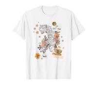 Tiger Collage Go Get 'Em Big Cats Animal Print And Stars Maglietta