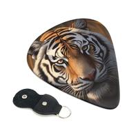 Tiger - Confezione da 6 plettri per chitarra con supporto, plettri per chitarra personalizzati, antiscivolo, portatili, per ukulele, basso, 0,46 mm, per amanti della chitarra acustica, regali
