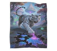 Tiger Coperta Di Flanella Stampa 3D Coperta Pelosa Fantasy Landscape Morbida E Calda Campeggio Per Adulti Bambini 40x50inch(100x130cm)