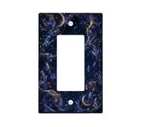 Tiger, copertura per interruttore della luce a bilanciere singolo, celestiale, luna mistica, stelle, cosmico, blu navy, in plastica, dimensioni standard, decorazione per casa, soggiorno, nuovo