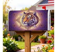 Tiger Coperture magnetiche per cassette postali, motivo geometrico moderno con stelle artistiche, nessuna viola, copertura decorativa per cassetta delle lettere per esterni, decorazione da giardino