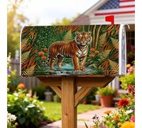 Tiger Coperture magnetiche per cassette postali, natura tropicale, felci, decorazioni per cassetta delle lettere verde estivo, decorazione per cortile, 53 x 64 cm