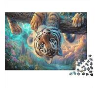 Tiger Cub Hanging Upside Down on Branch Jigsaw Puzzles,1000 Pezzi Puzzle Wildlife, Gioco Familiare, Festa Aziendale, Regalo Per Amore E Amico 38x26cm/1000pcs