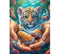 Tiger Cub in A Hand Puzzle 1000 Pezzi Difficili Per Adulti Wildlife Plant Cartone Opaco Anti Riflesso Tema Astratto Per Passatempo Impegnativo Con Poster Incluso Migliore Vendita 1000 PCS