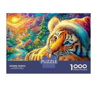 Tiger Cub in A Santa Hat Puzzle Da 1000 Pezzi The Forest King Divertimento Di Ingegno Per Adulti E Bambini 38x26cm/1000pcs