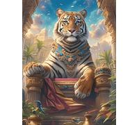 Tiger Cub in Ancient Regal Style Puzzle 1000 Pezzi Difficoltà Estrema Cartone Spesso Tema Monocromatico Wildlife Pet Per Appassionati Di Puzzle Antistrappo Non Sbiadisce Top Vendita 1000 PCS
