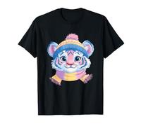 Tiger Cub Inverno Ritratto Colorful Wild Cat Graphic Baby Maglietta